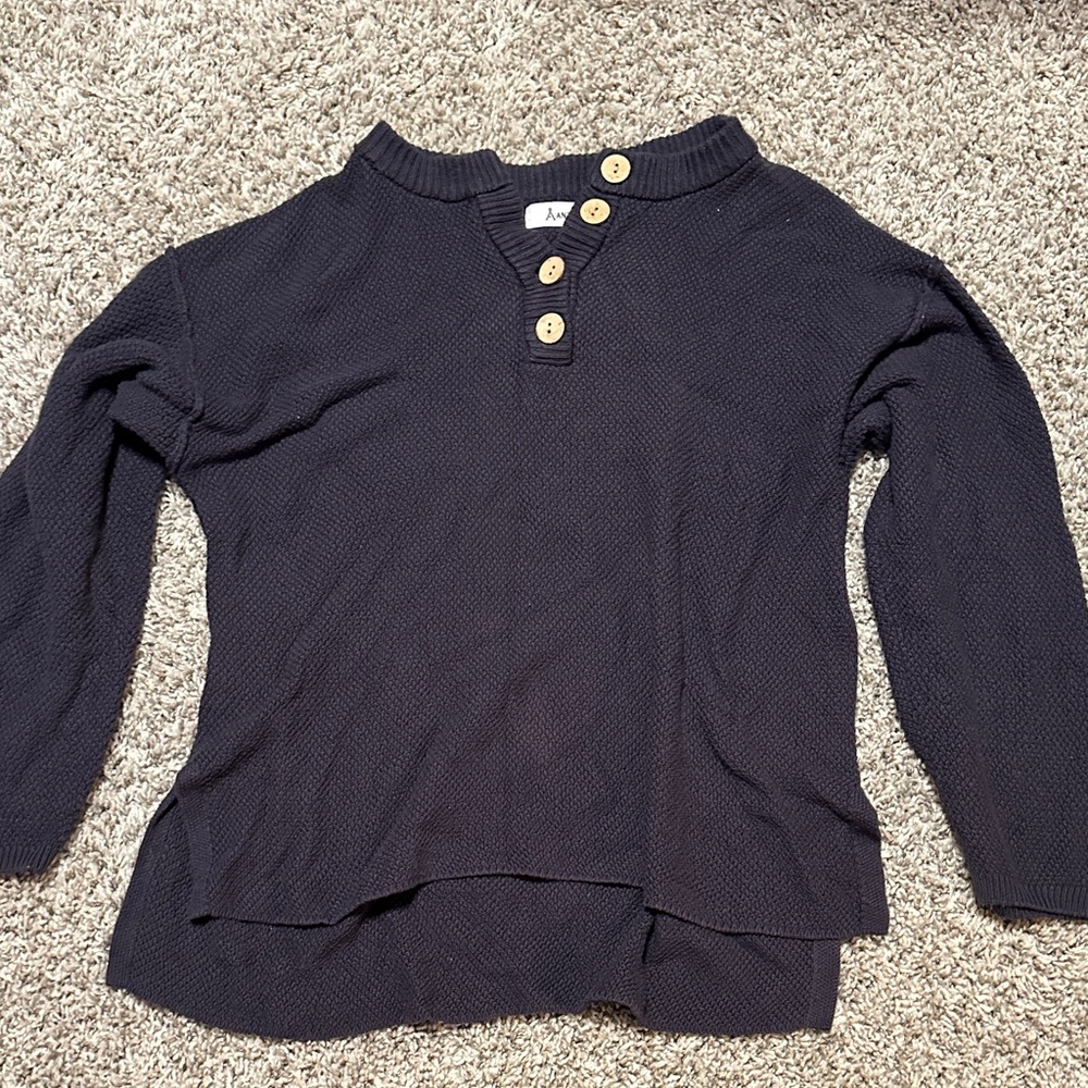 Amazon Black Cropped Sweater with Button Detail